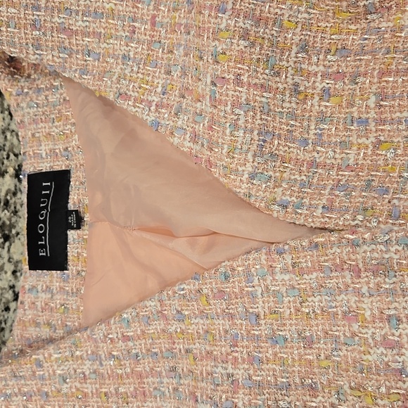 ELOQUII PINK TWEED METALLIC FRING CROPPED BLAZER. SIZE 30. - Picture 9 of 9